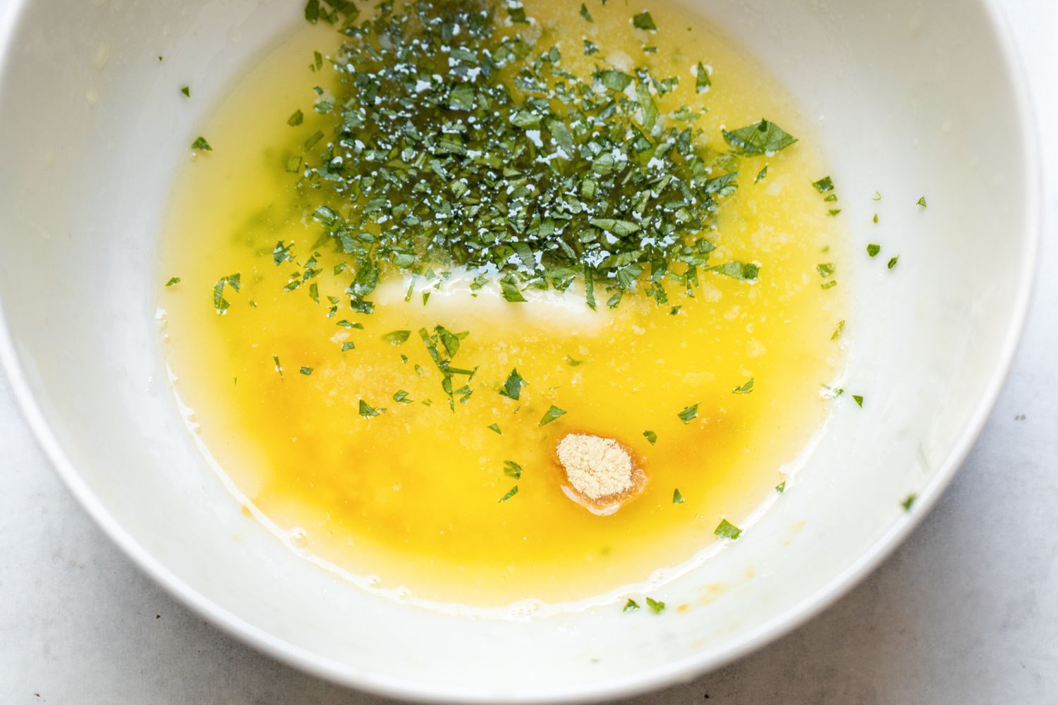 Bowl of Garlic Butter Ingredients 