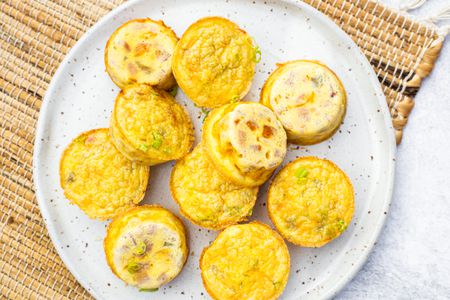 Ham, Cheddar, and Green Chile Egg Bites on a Plate