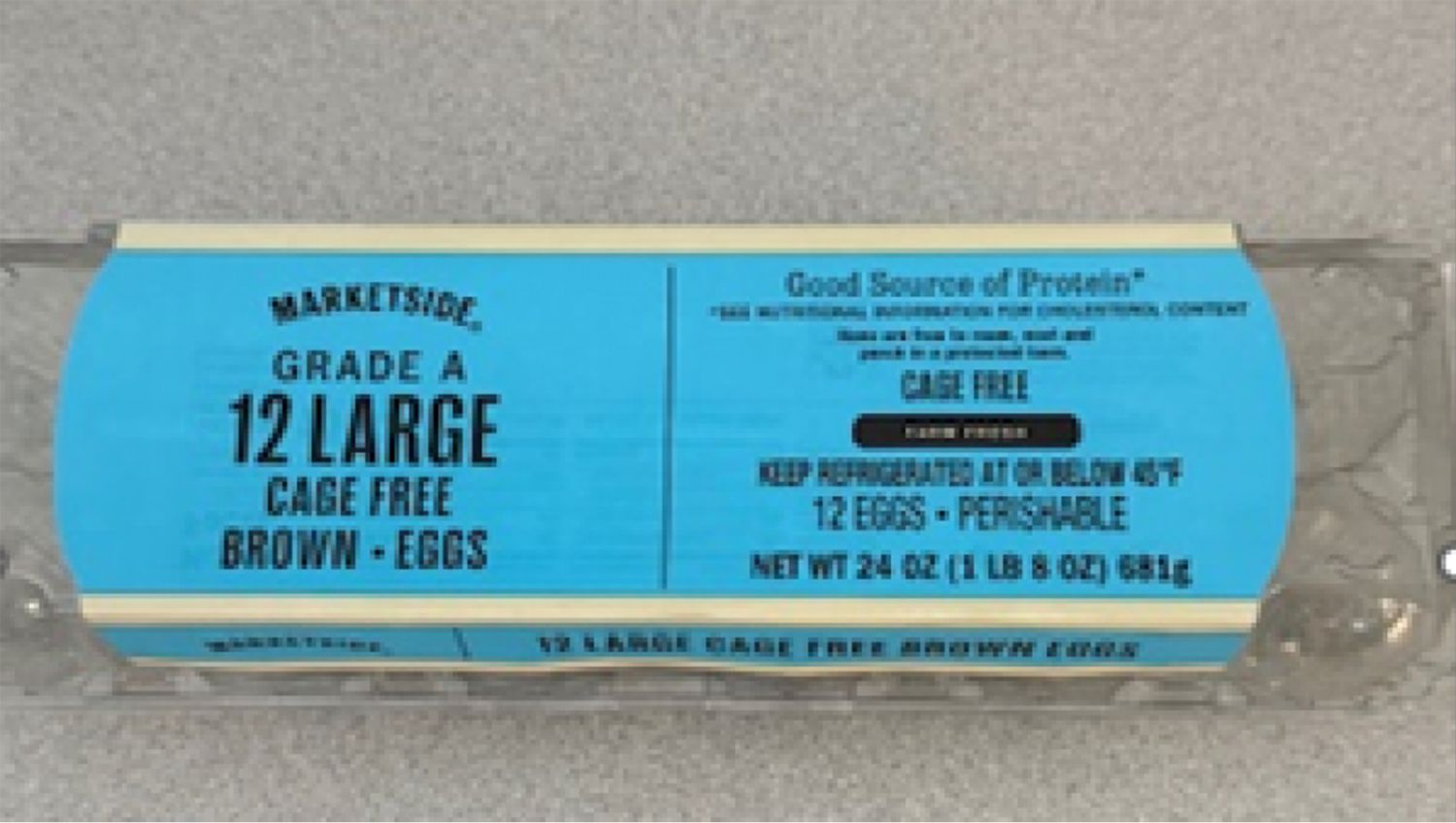 Carton of Marketside grade A cage free brown eggs