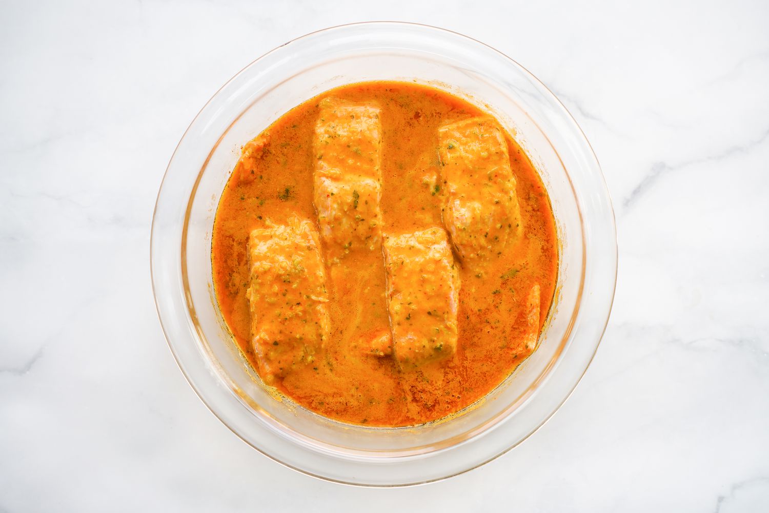 Microwave Red Curry Poached Salmon After Cooked in the Microwave