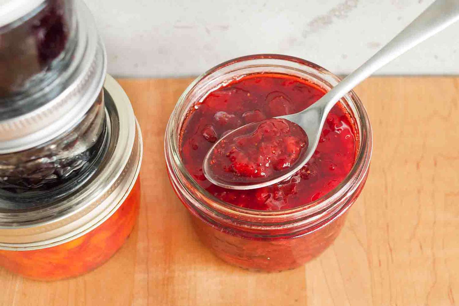 small batch jam with spoon