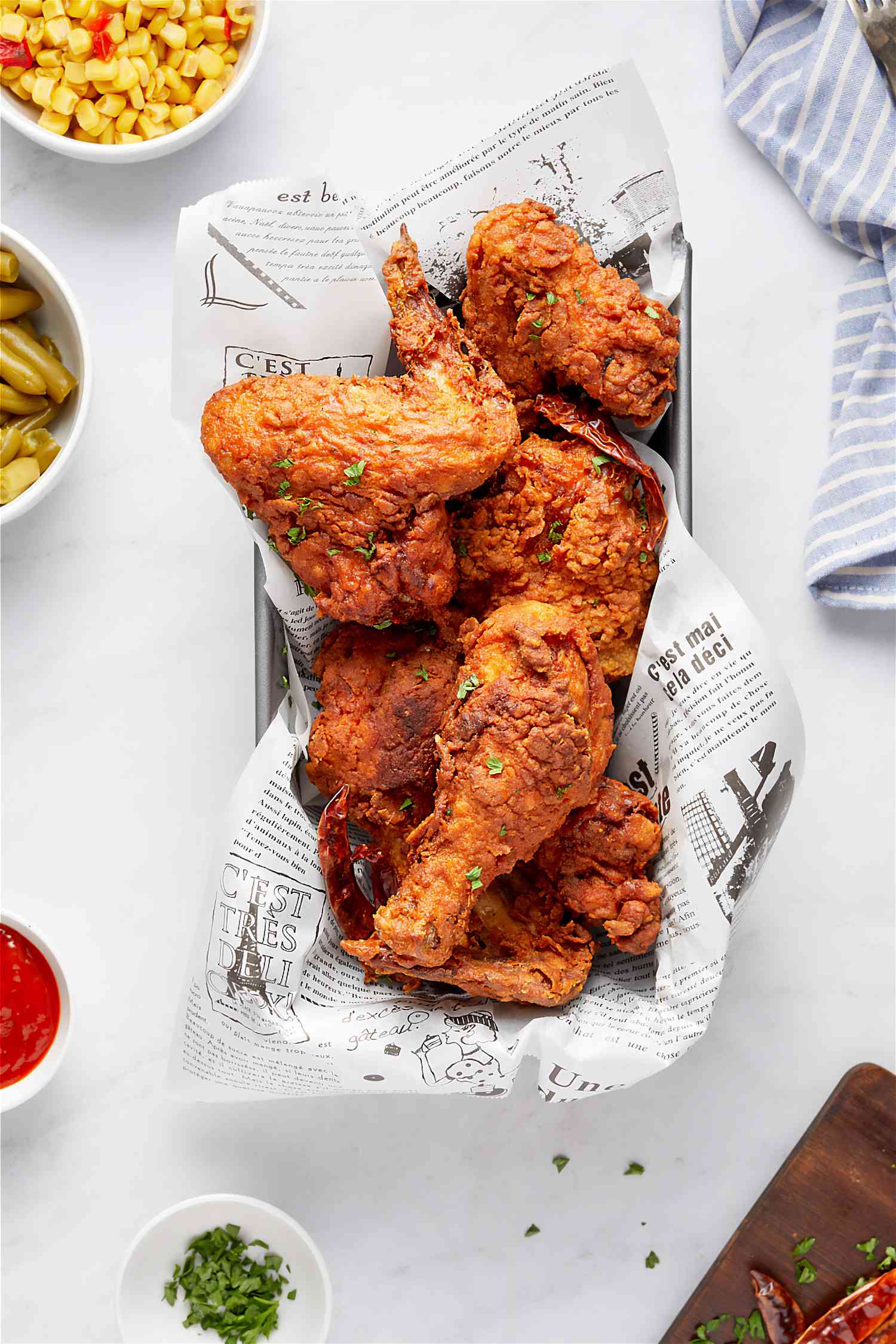 Plated piri piri fried chicken