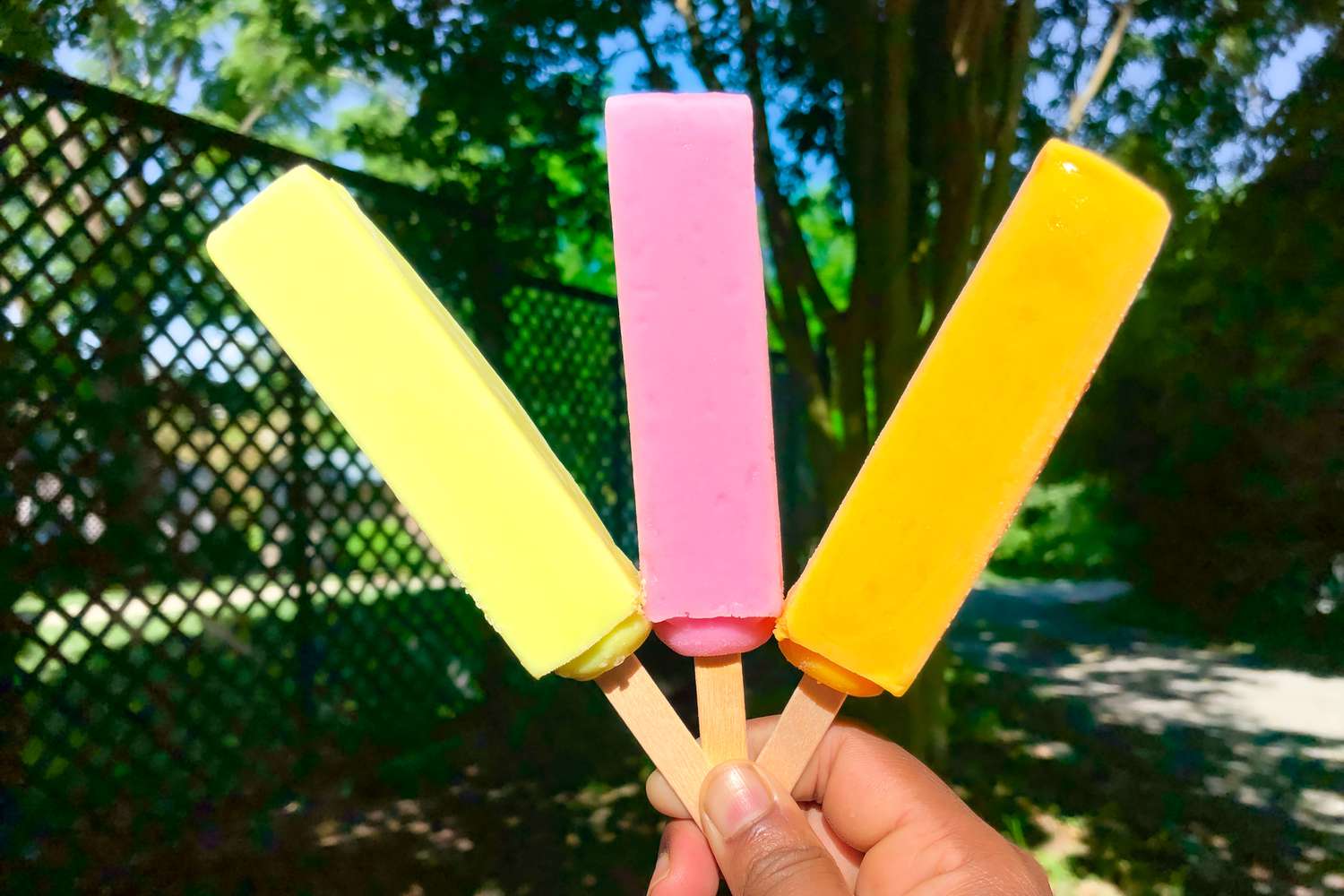 (L to R): melon ice cream bar, strawberry ice cream bar, and mango ice cream bar