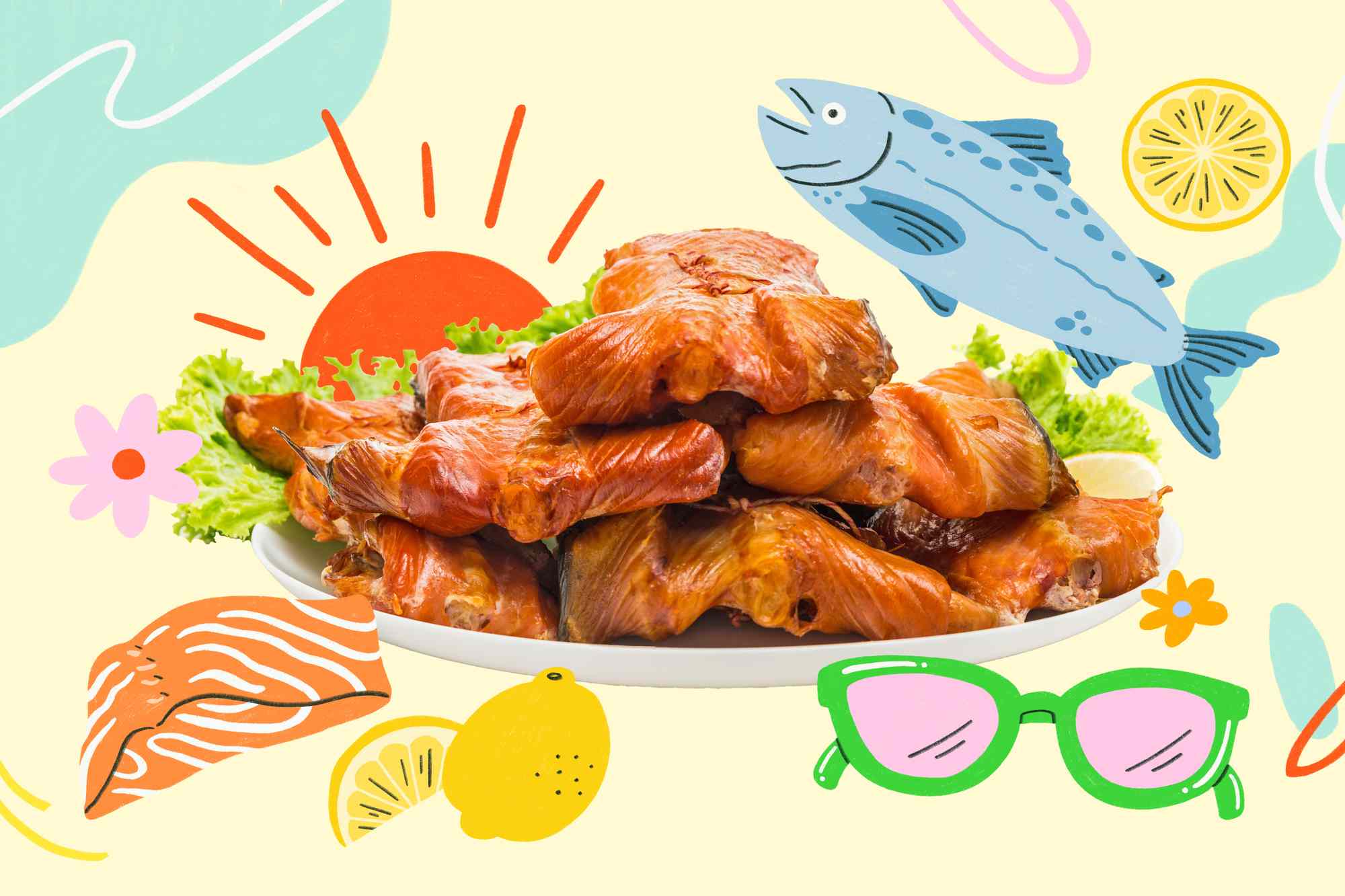 Hot smoked salmon on a platter