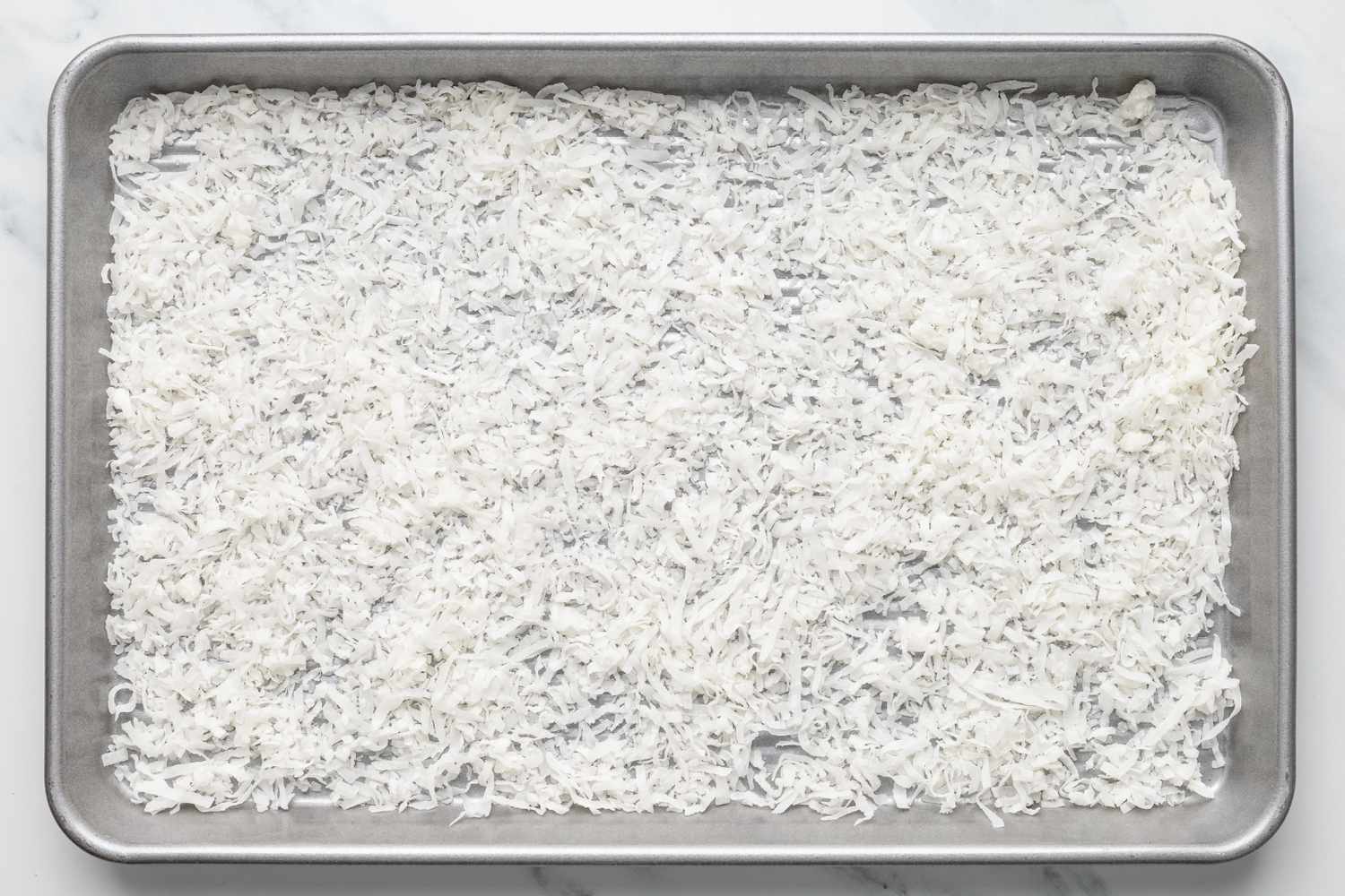 Coconut Flakes on a Baking Pan