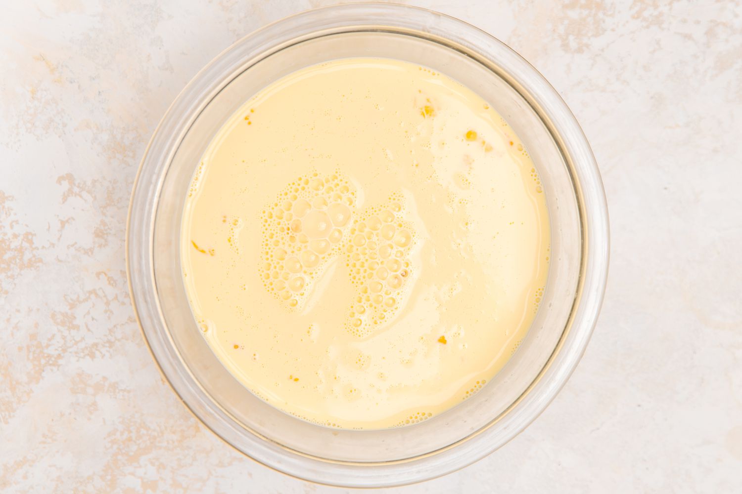 Bread Pudding Milk and Egg Mixture in a Bowl