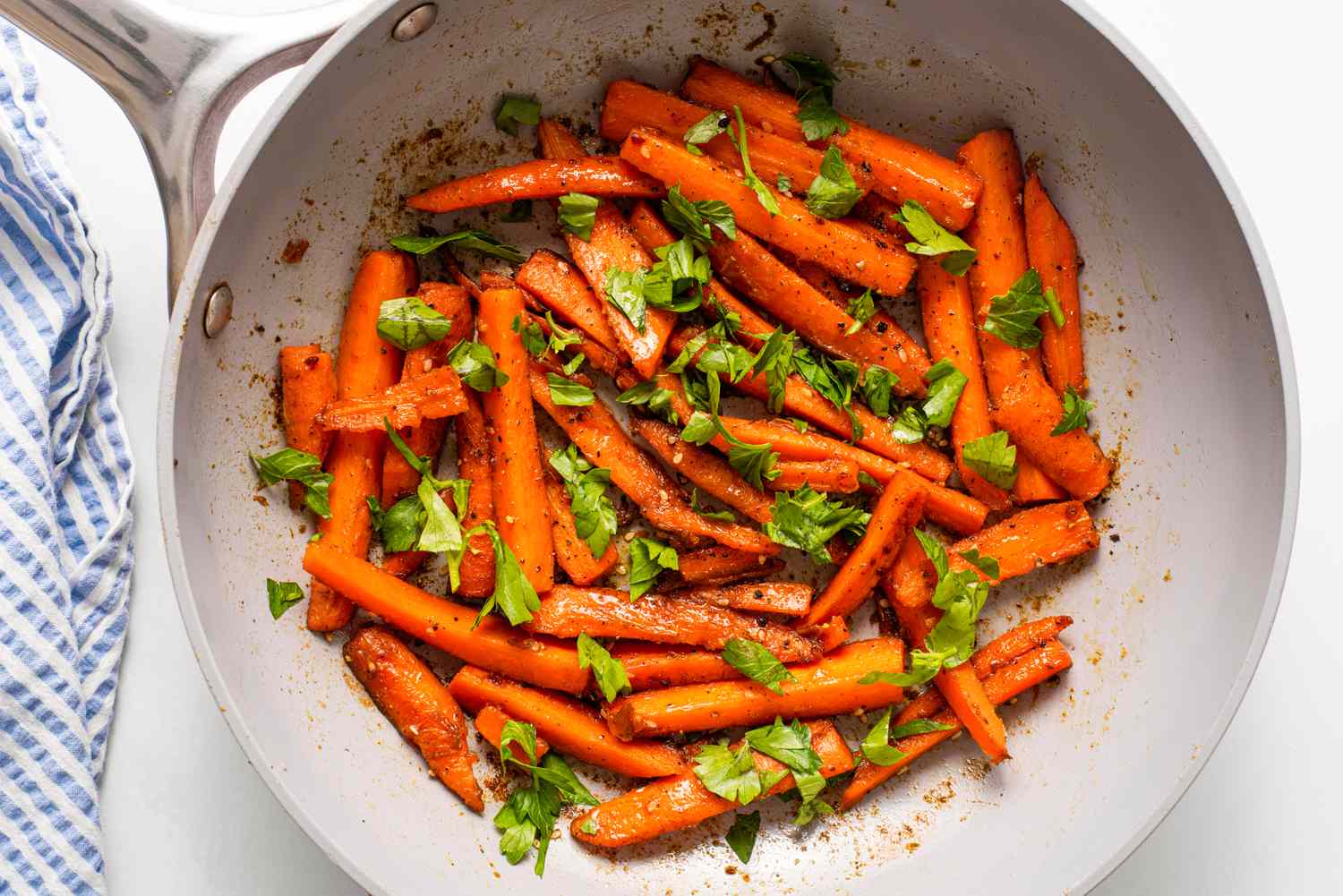4-ingredient honey-glazed carrots in a skillet