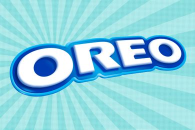 Oreo logo on a stylized blue background