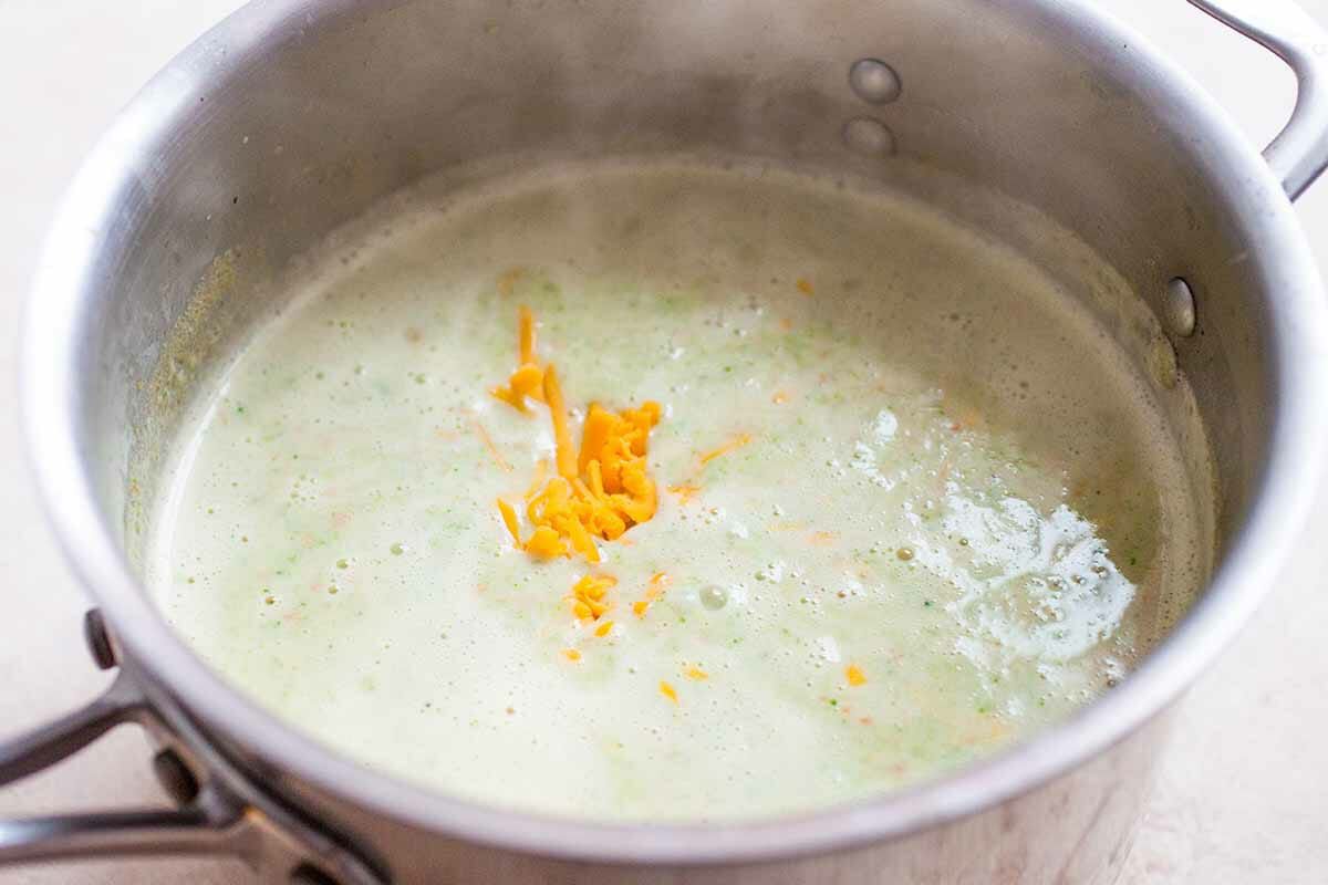 Broccoli Cheddar Soup Add the Cheese