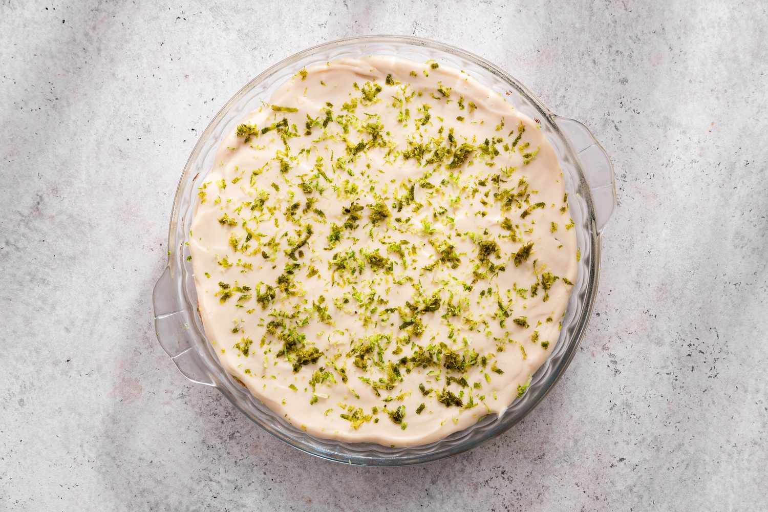 Chilled lime icebox cake in a glass pie plate