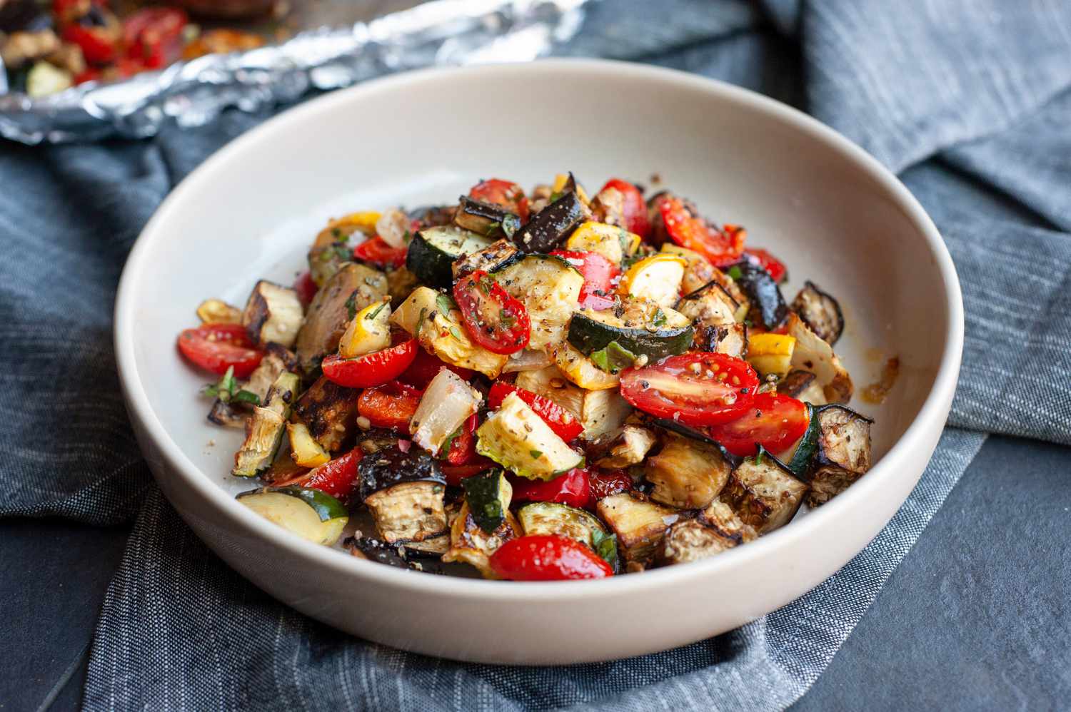 Sheet Pan Ratatouille in a Bowl