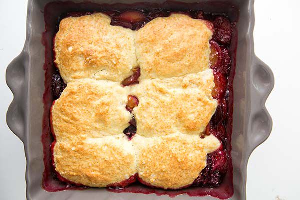 Baked plum cobbler