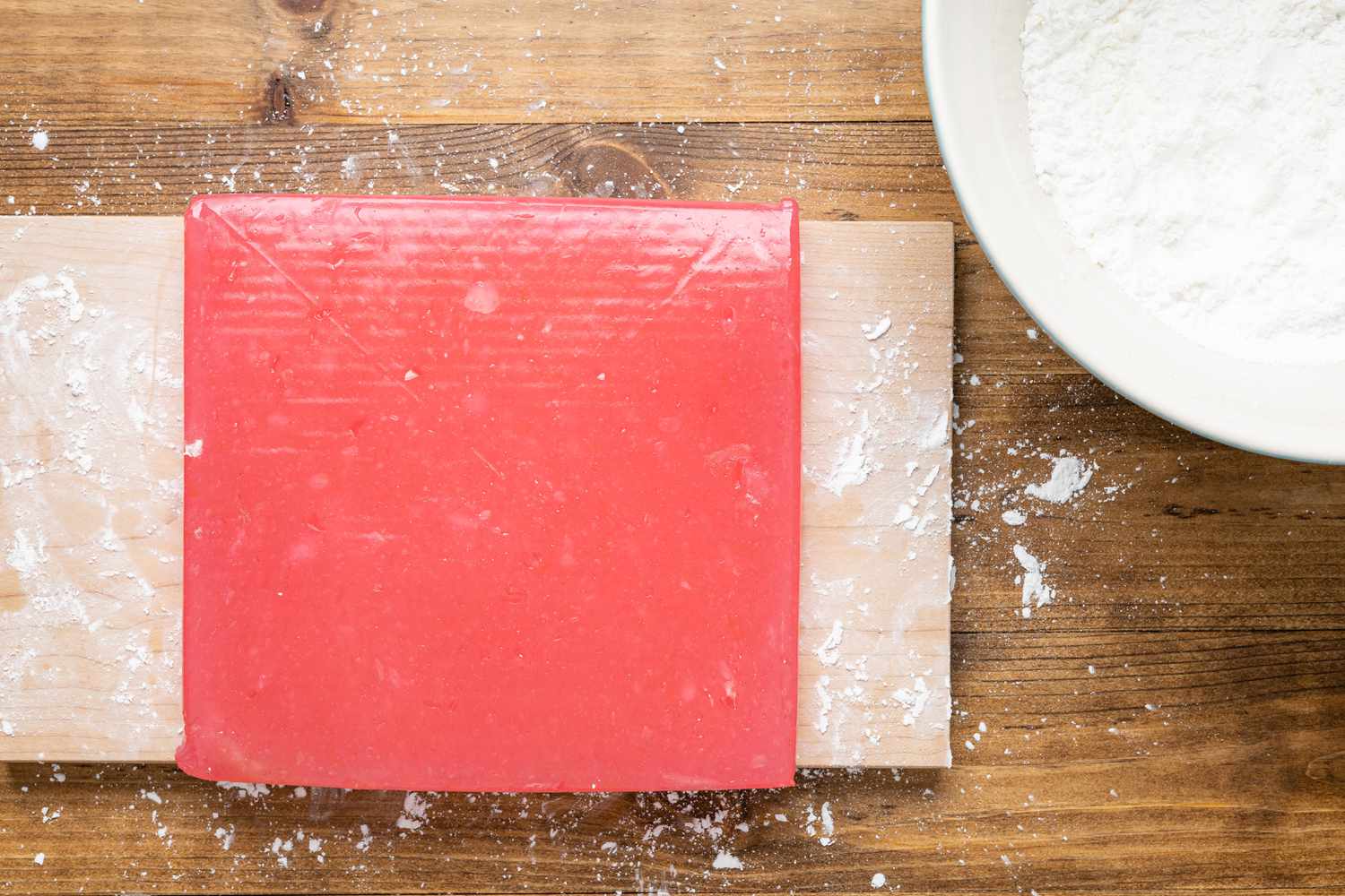 Turkish Delight Slab (Without Parchment Paper) Placed on the Dusted Work Station