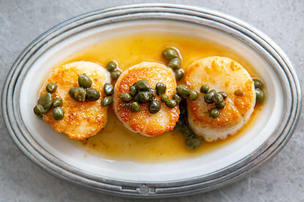 seared scallops brown butter caper sauce