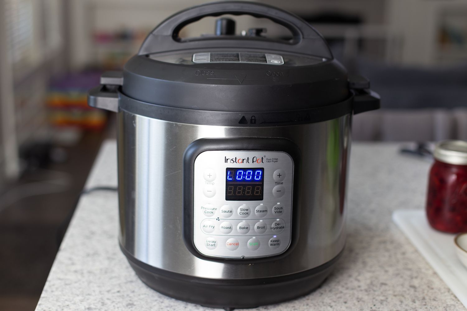 Simple instant pot turkey with gravy in an instant pot set on a counter.