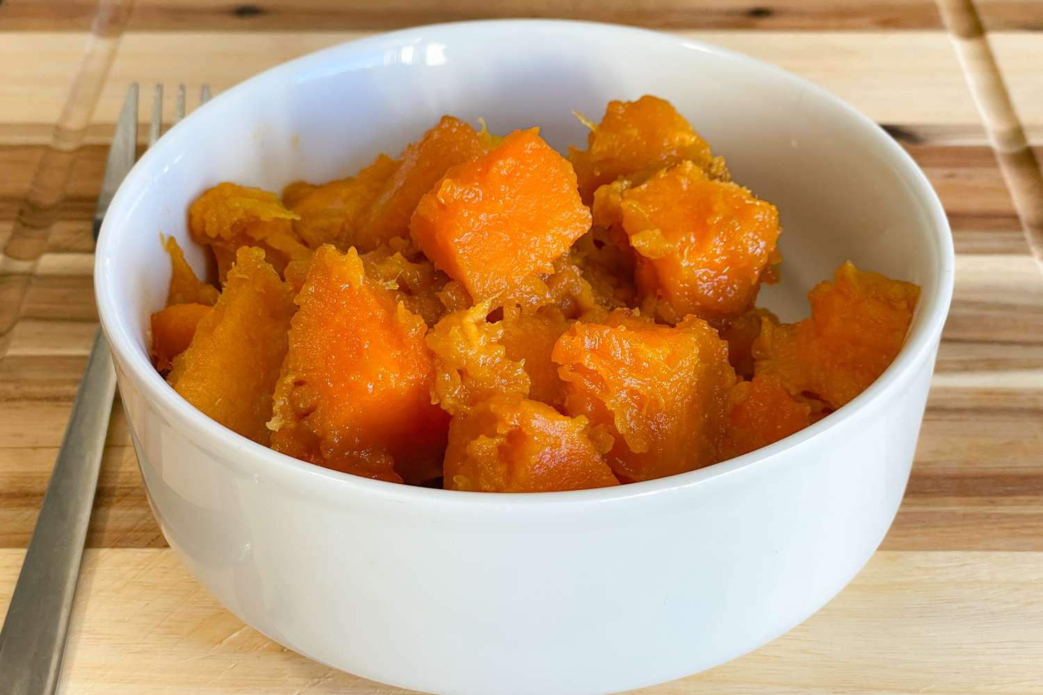 sweet potatoes in a white bowl