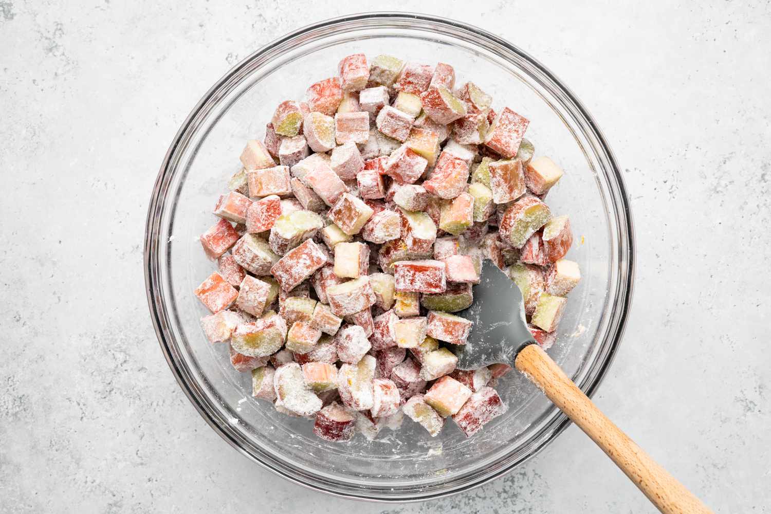 Rhubarb Filling in Bowl with Spatula 