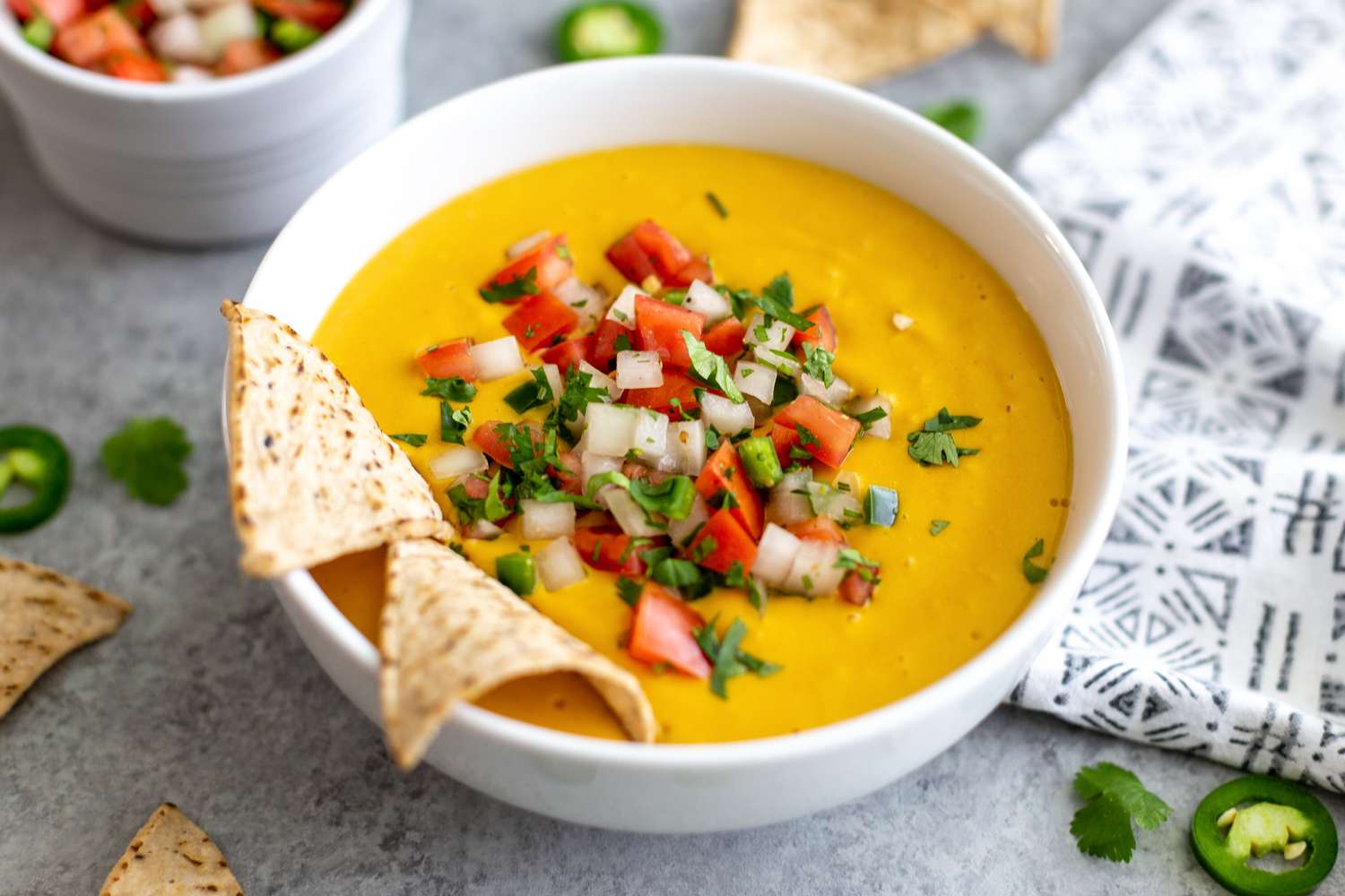 Plated Creamy vegan queso recipe