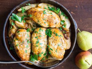Maple-Glazed Chicken with Caramelized Onions and Pears