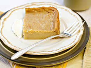 Pawpaw Pudding on a Plate Served with Crème Fraîche