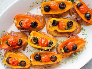 Roasted Pepper Crostini with Olives