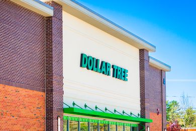 A Dollar Tree storefront with the logo visible on the building's exterior