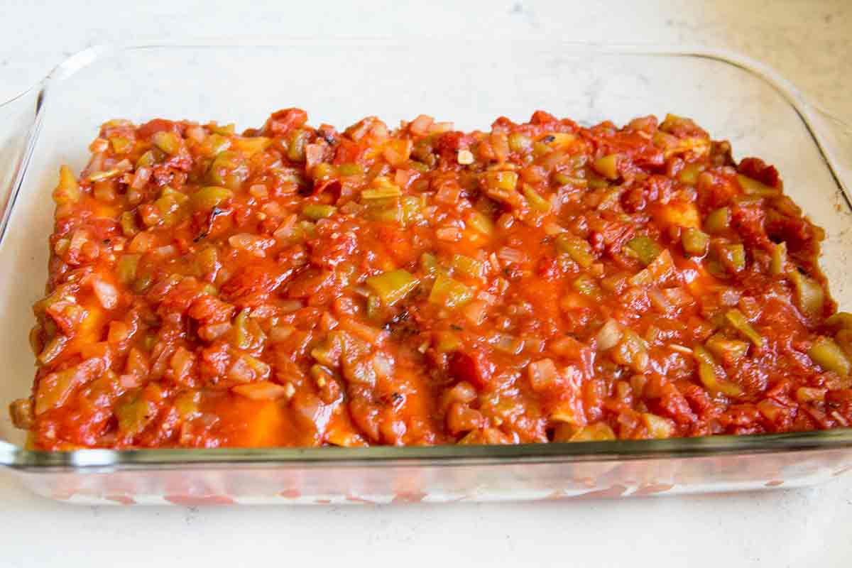 cover enchiladas with sauce