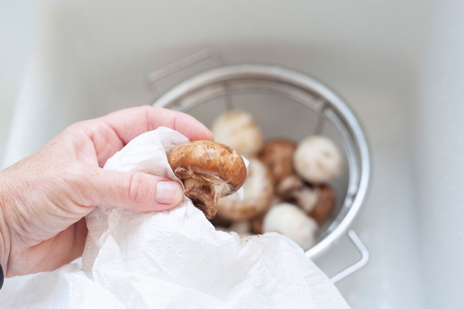 Mushrooms Washed and Wiped for Sheet Pan Gnocchi Recipe