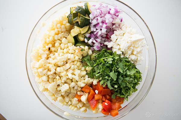 ingredients for corn salad in bowl