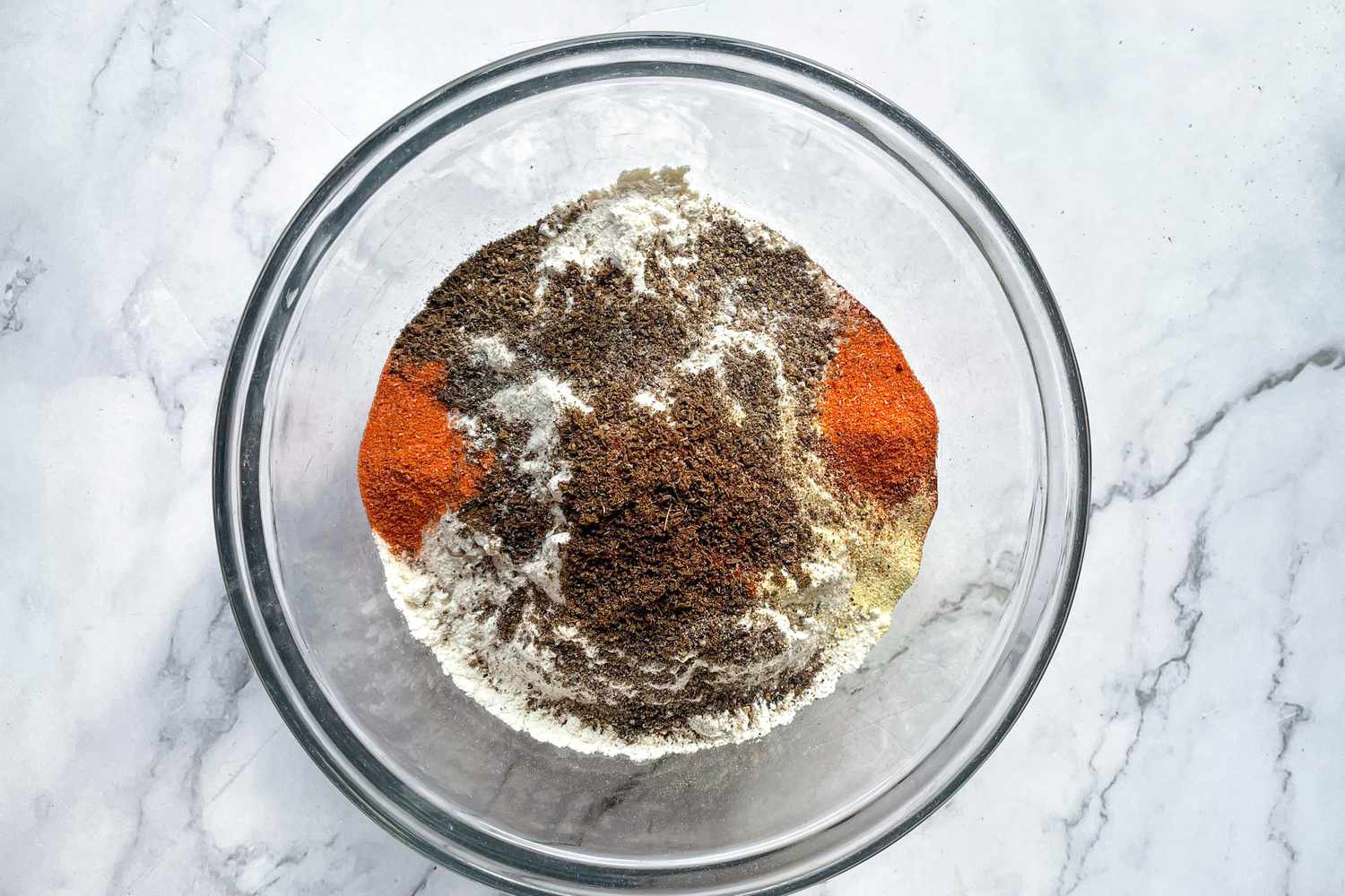 Flour and spices combined for air fryer fried chicken coating