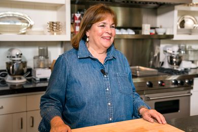 Ina Garten in a kitchen, standing near a counter