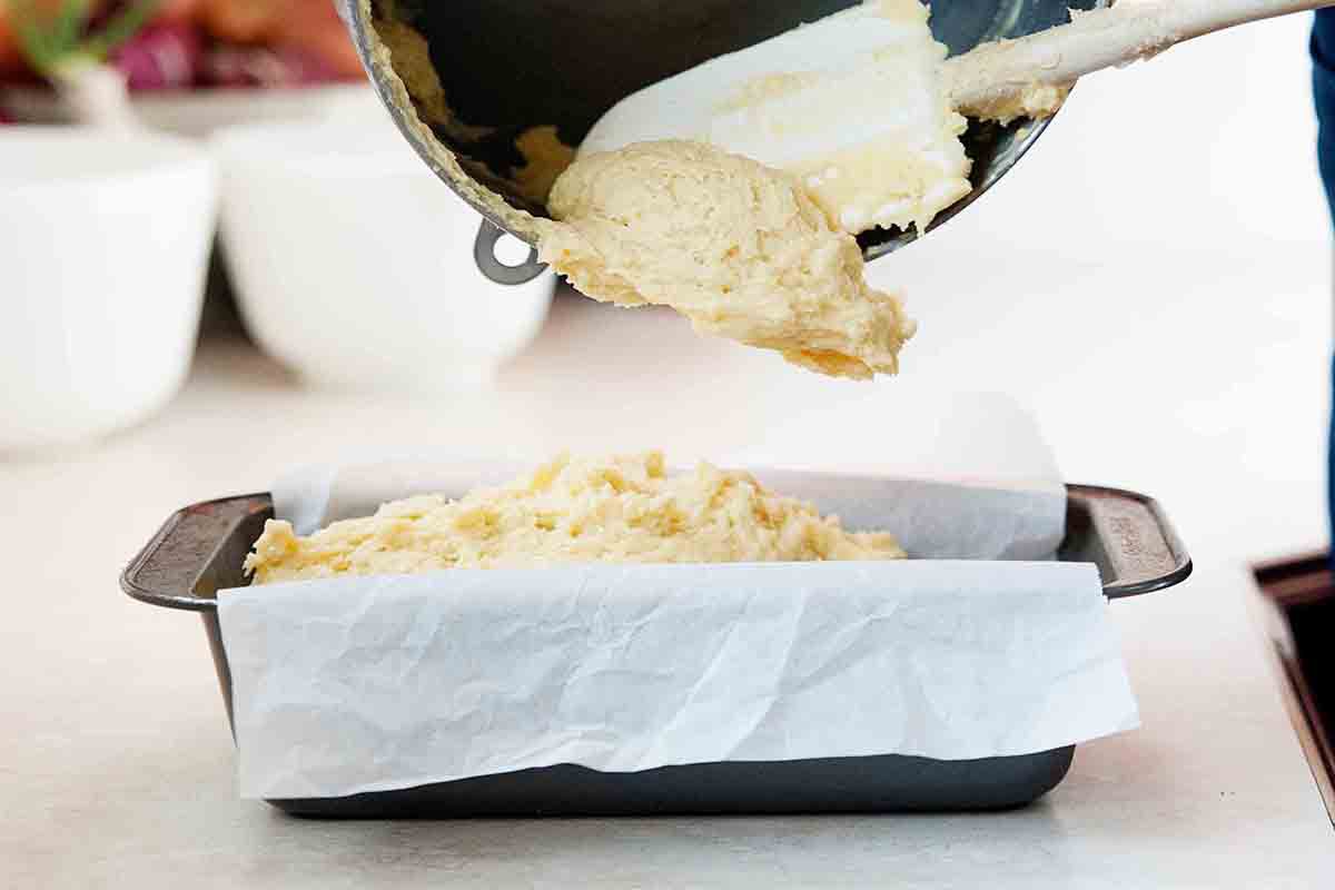 Lemon Loaf Cake - transfer to pan