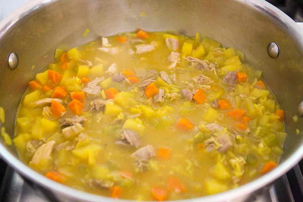 add turkey for the curried turkey soup