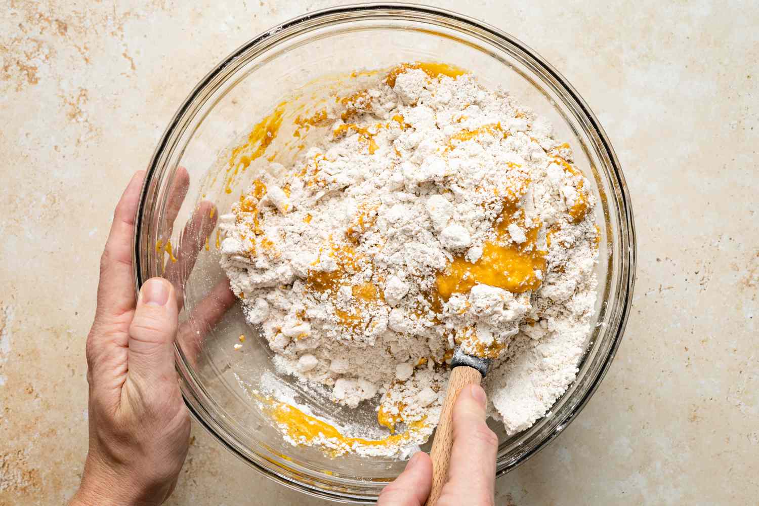 Wet Ingredients Folded into Dry Ingredients for Pumpkin Scones 