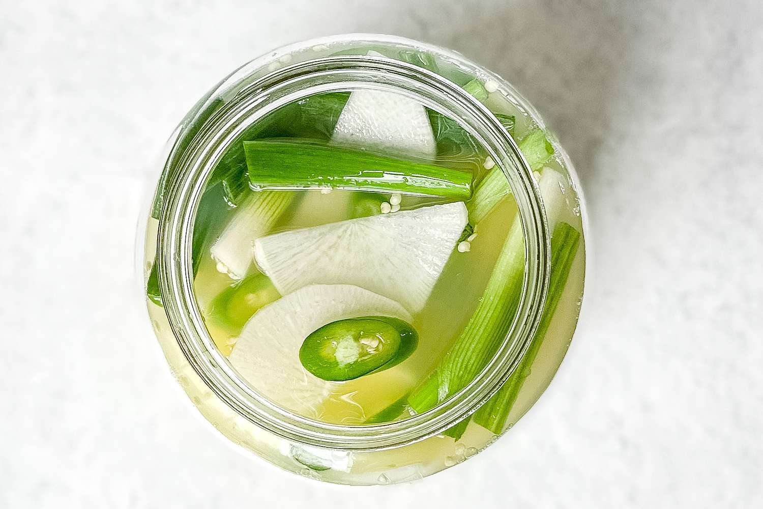 Jar of Dongchimi for Naengmyeon (Korean Cold Noodle Soup) Recipe