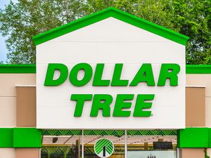 Dollar Tree store entrance with green and white signage