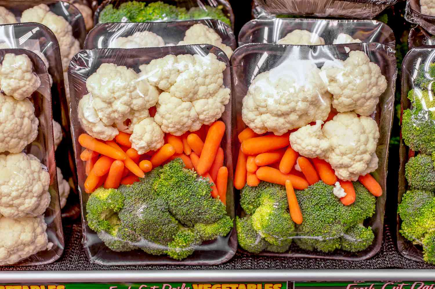 Packages of precut vegetables