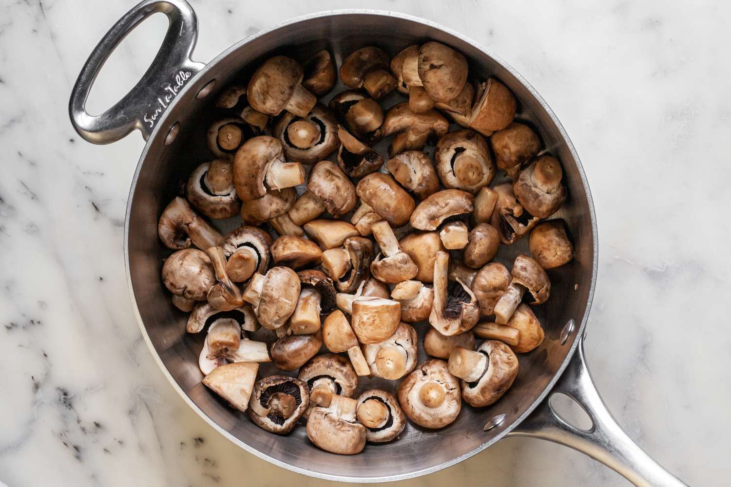 Mushrooms in a Wide Sauce Pan