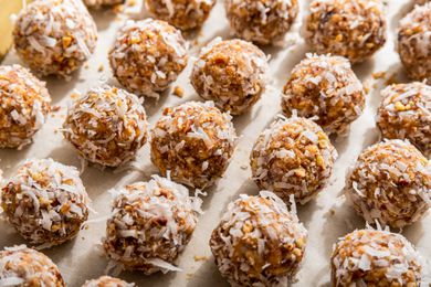 Date skillet cookies on a baking pan