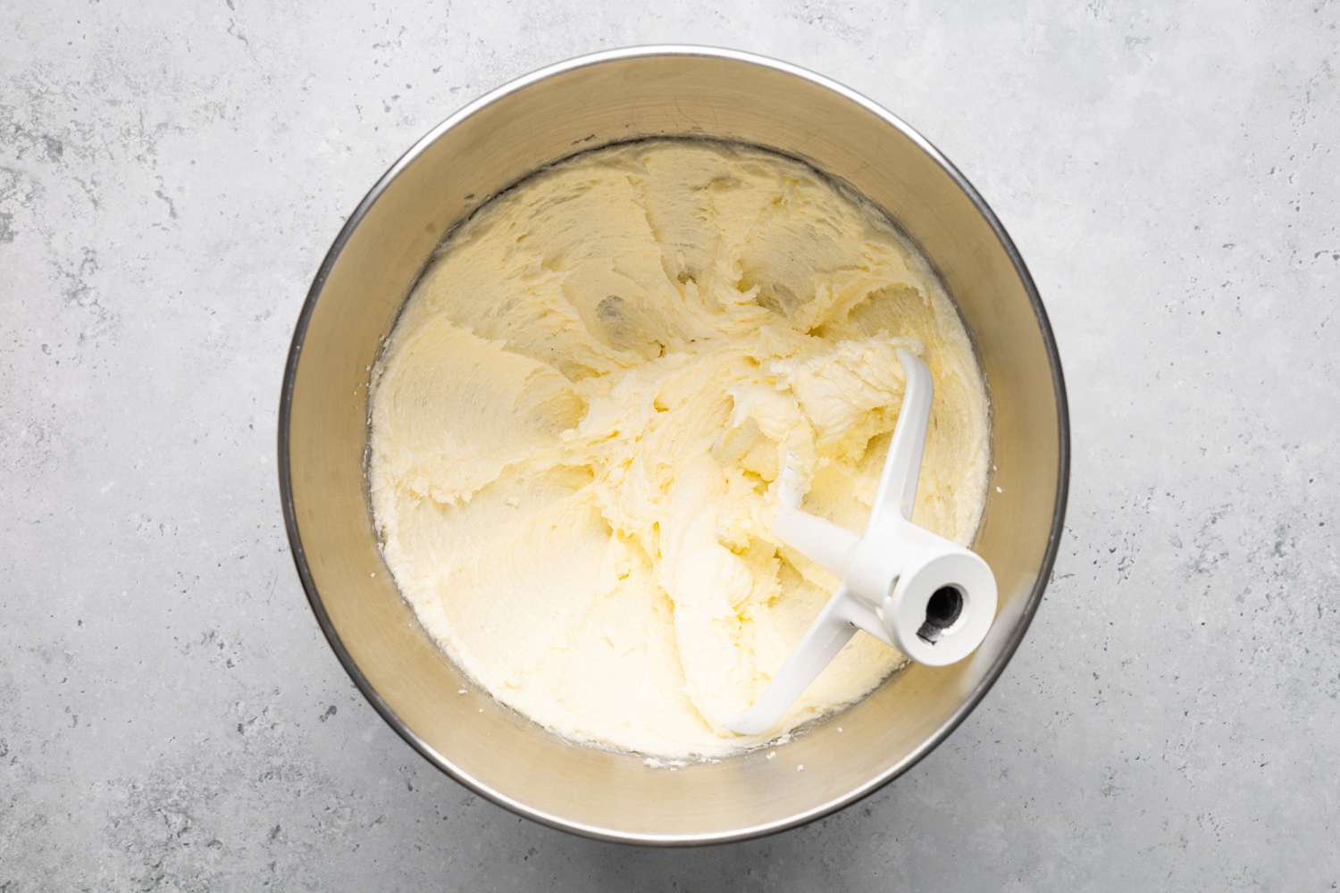 Whipped Butter Topping in a Mixer Bowl for St. Louis Gooey Butter Cake