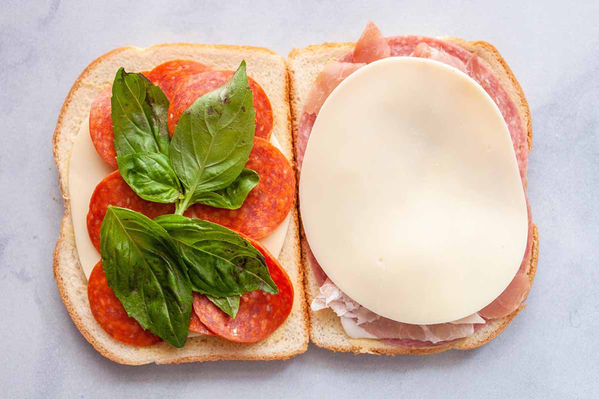 Grilled Cheese Sandwich stack the ingredients