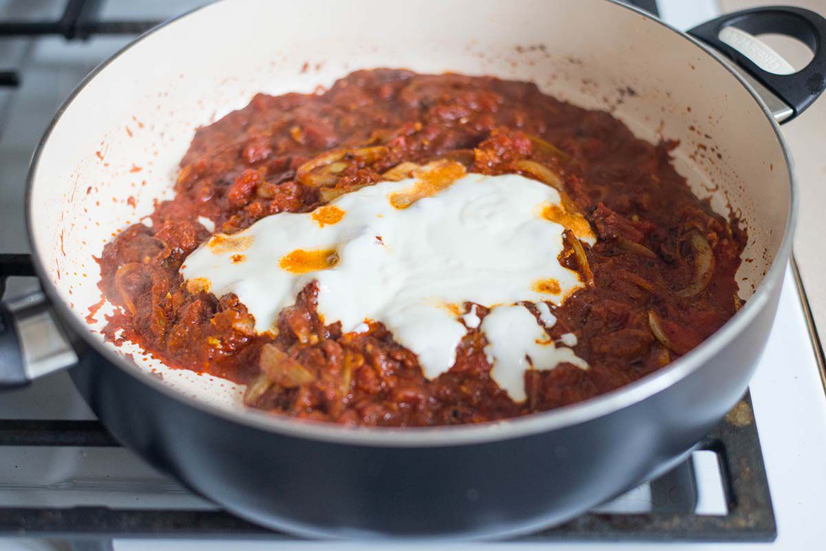 Indian Chicken Tikka Masala Recipe Add yogurt to tikka masala sauce