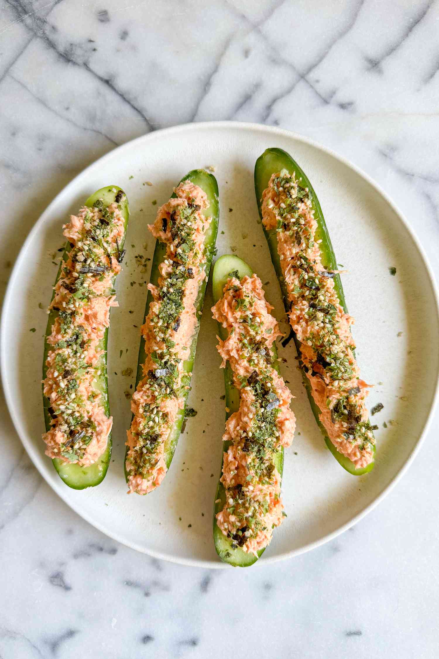 tuna salad on cucumbers