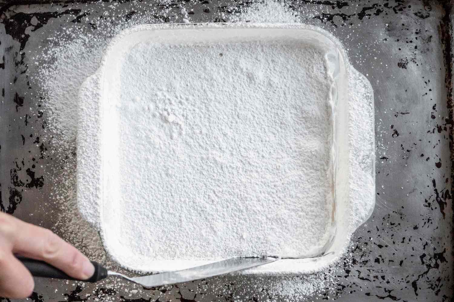 Offset Spatula Run along the Edges of Baking Pan for Vegan Marshmallows