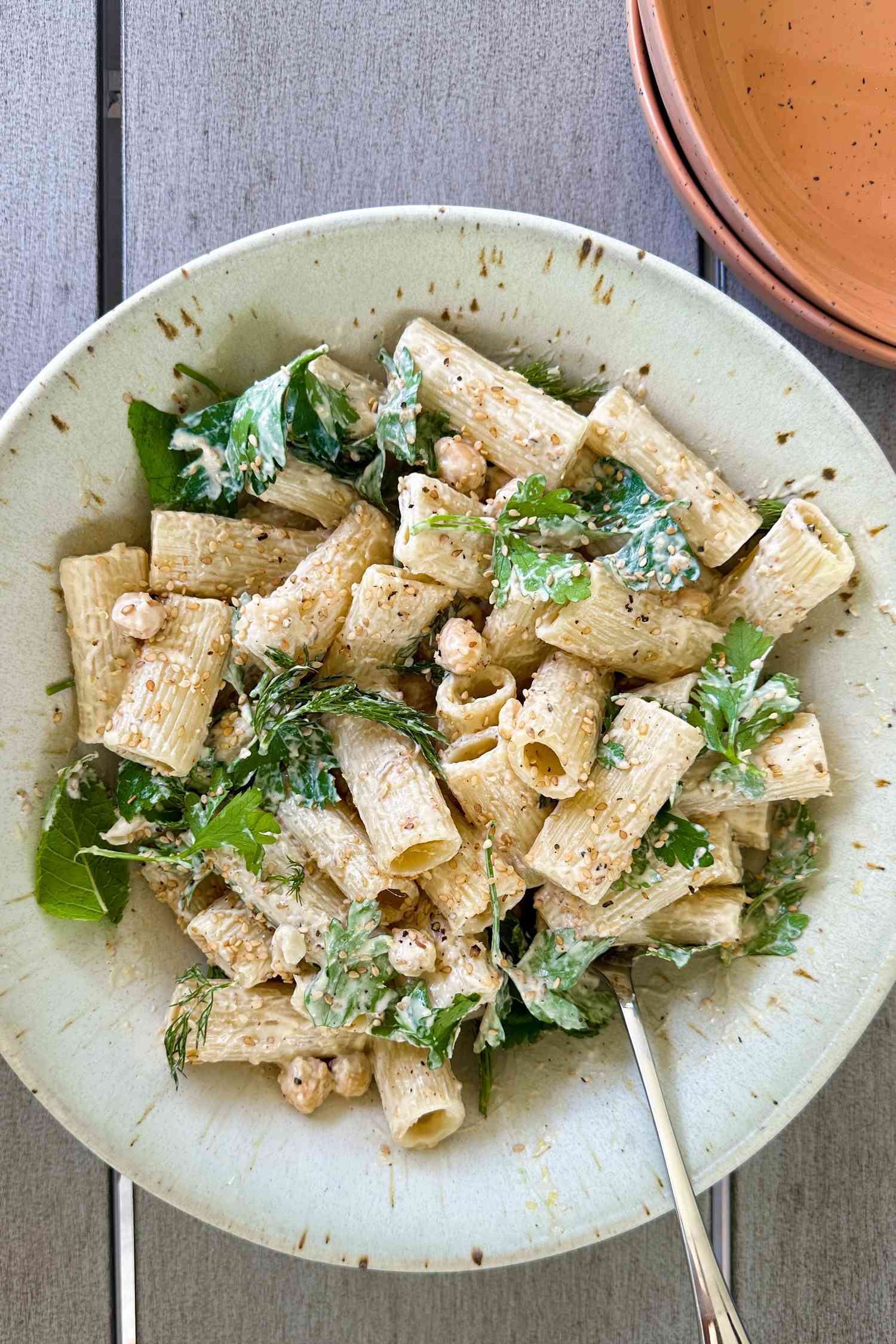 Tahini pasta salad
