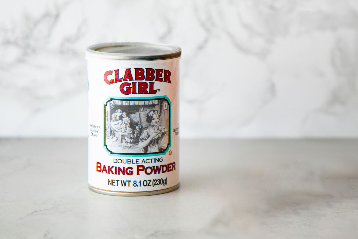 A baking powder container