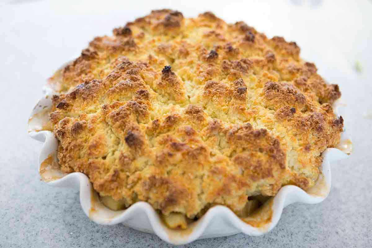 remove apple cobbler from oven