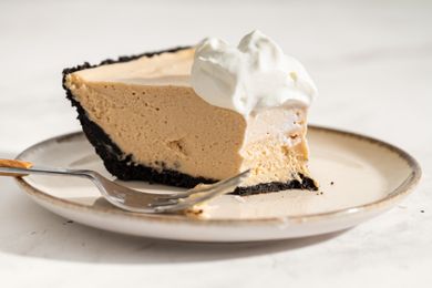 No-Bake Fluffernutter Pie on a small dessert plate with a fork