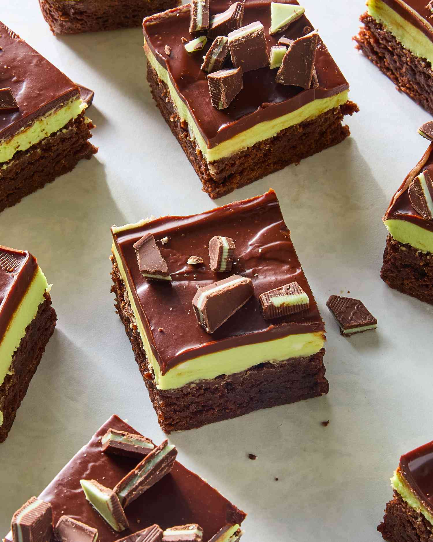 close up view of Mint Brownies squares