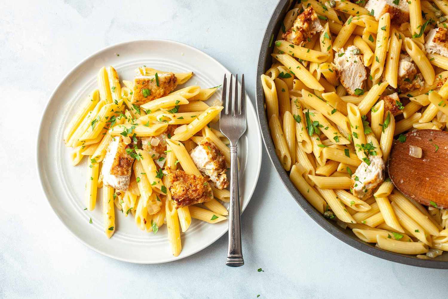 How to Make Chicken Piccata with Pasta garnish and serve